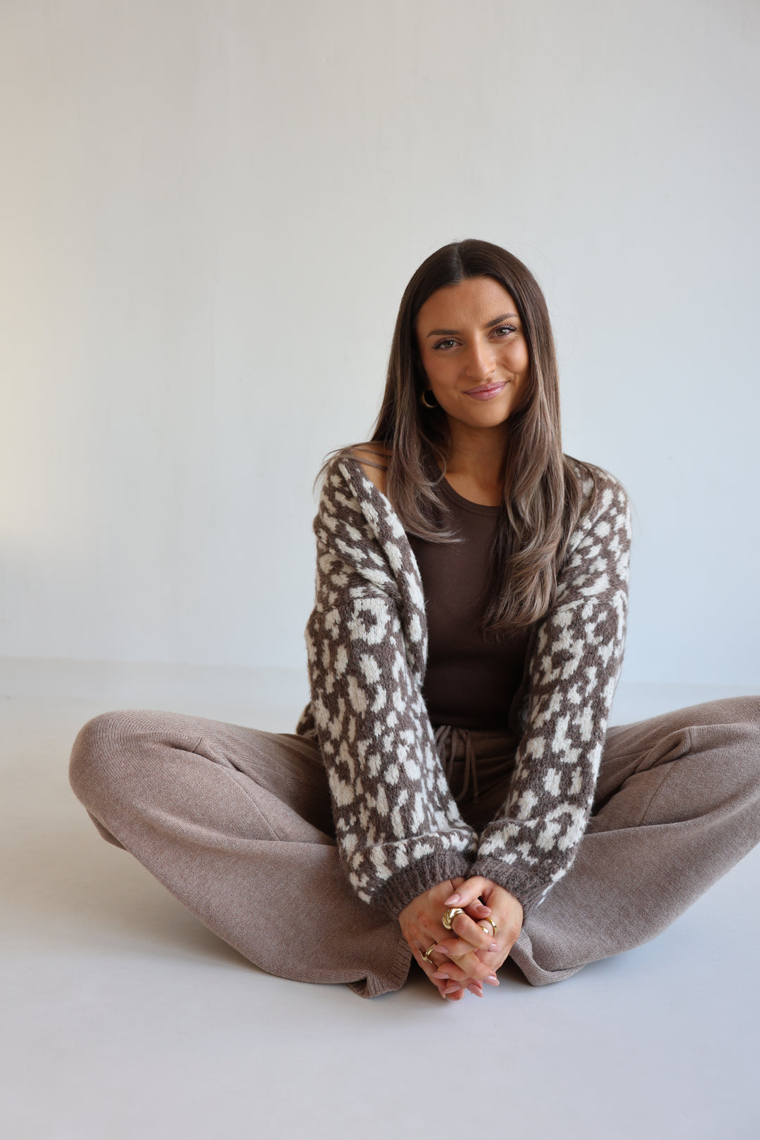 Offener Cardigan mit Leoprint