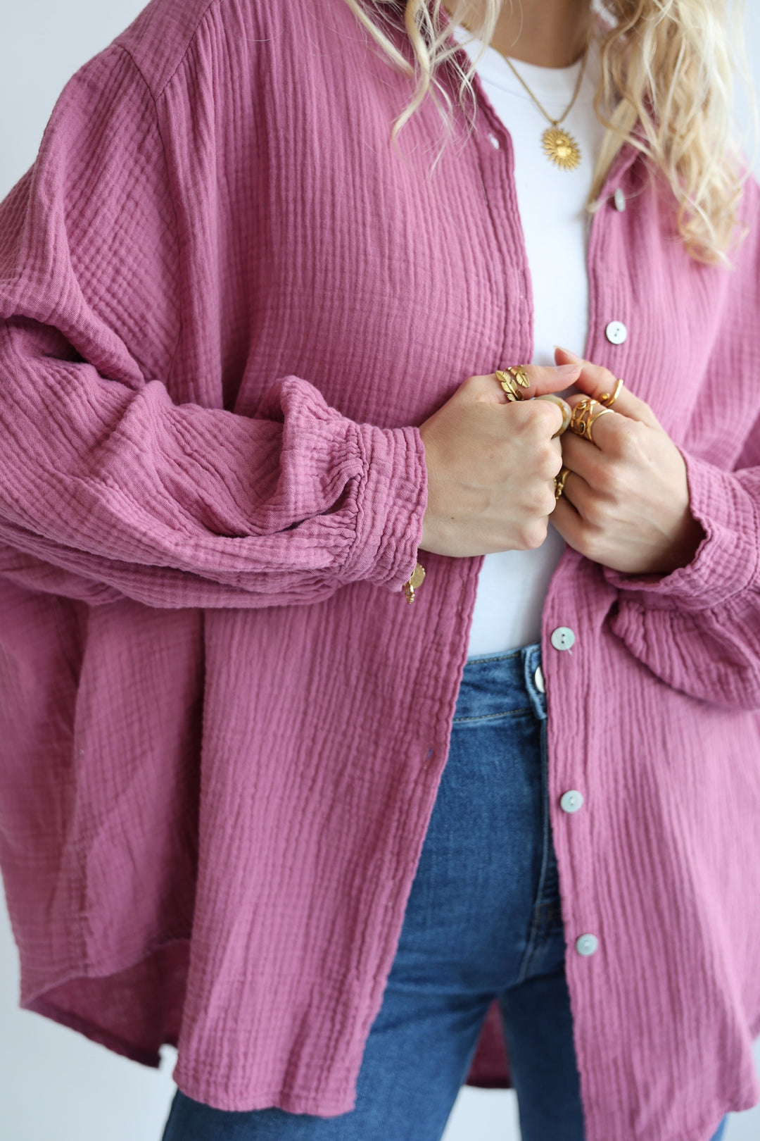 Kurzes Blusenhemd aus Musselin (einfarbig)