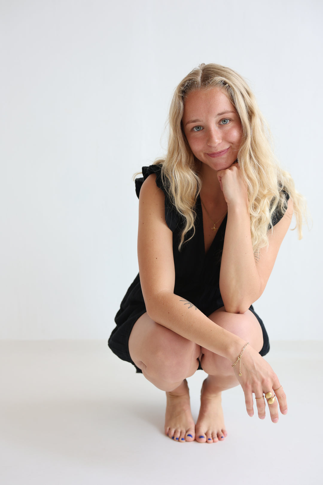 Musselin-Jumpsuit mit Rüschen