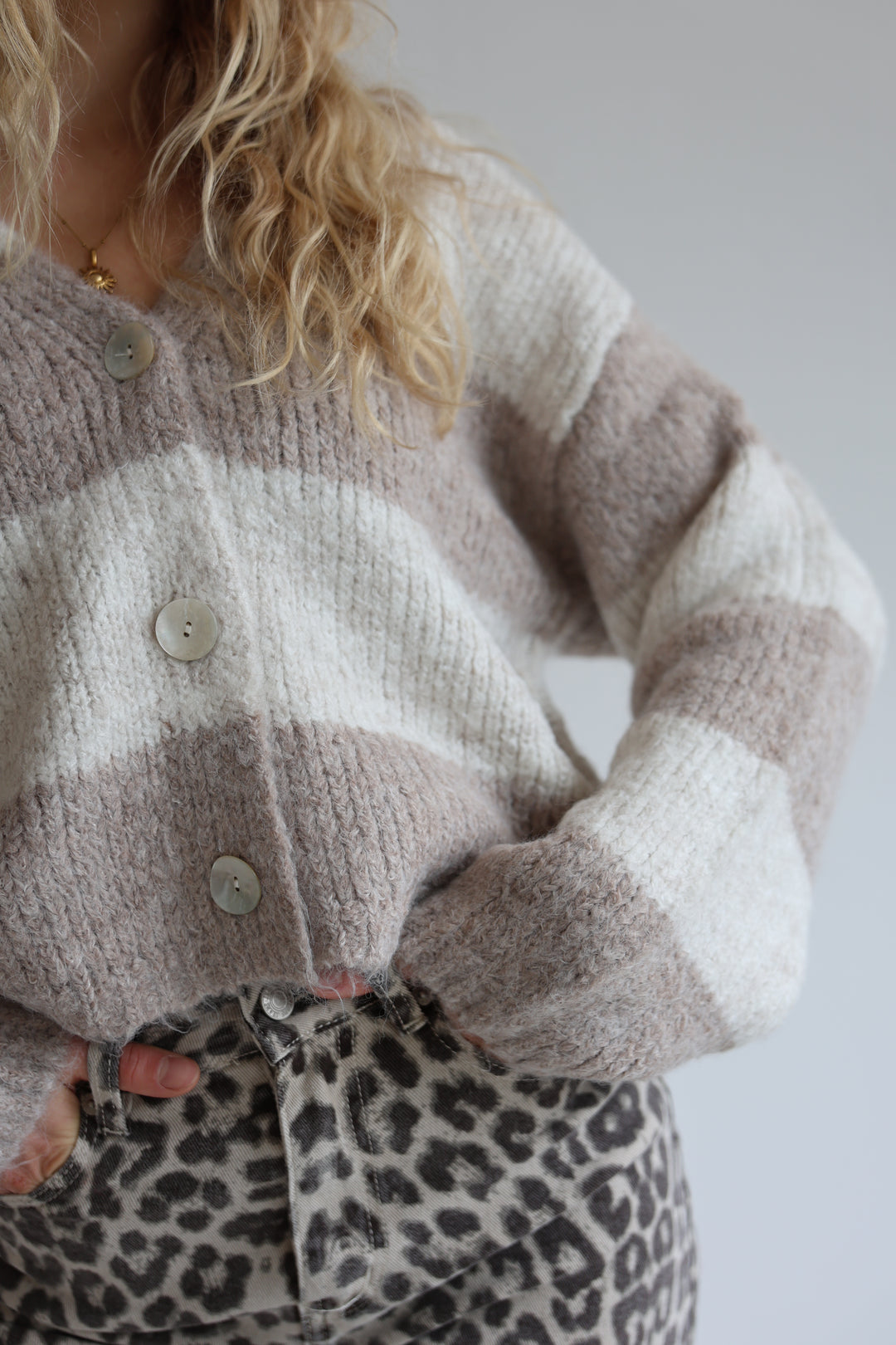 Striped V-Neck Cardigan