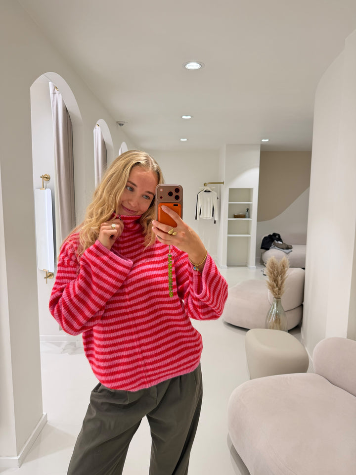 Striped Zip Cardigan