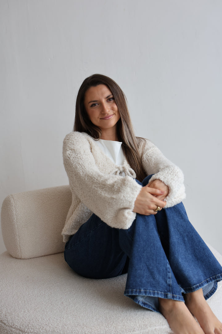 Teddy Knot Cardigan Fluffy Tie