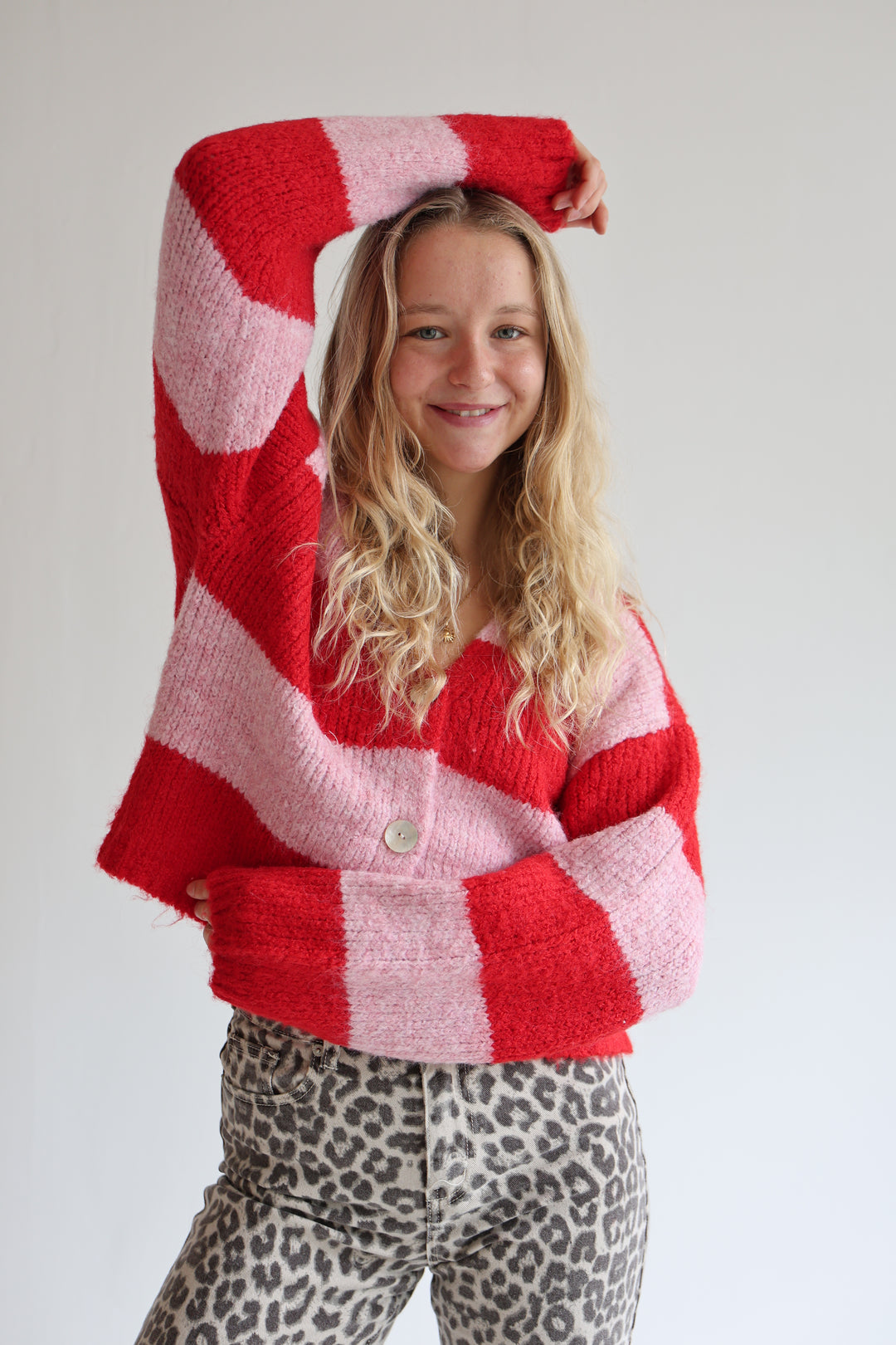 Striped V-Neck Cardigan