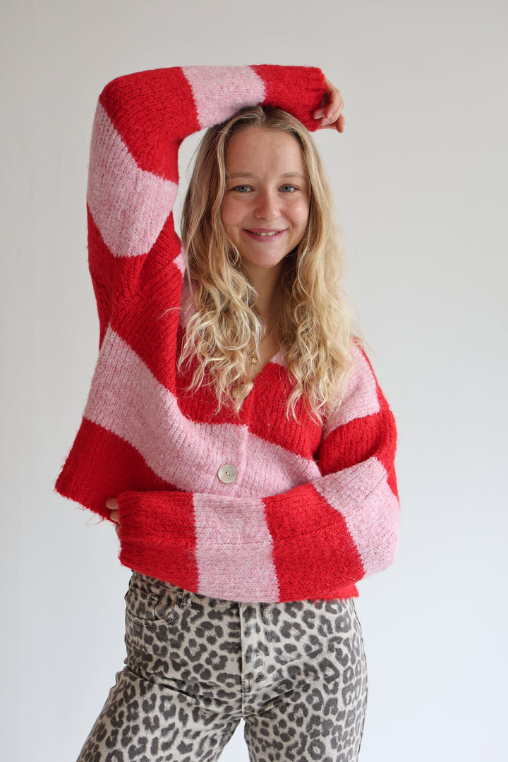 Striped V-Neck Cardigan