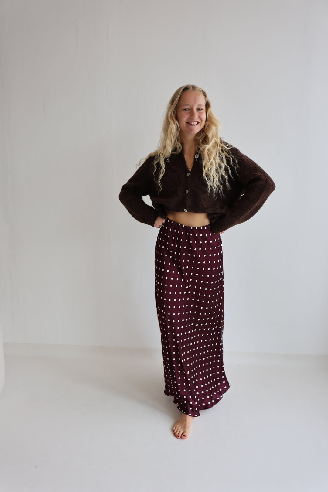 Langer Viskoserock Polka Dots