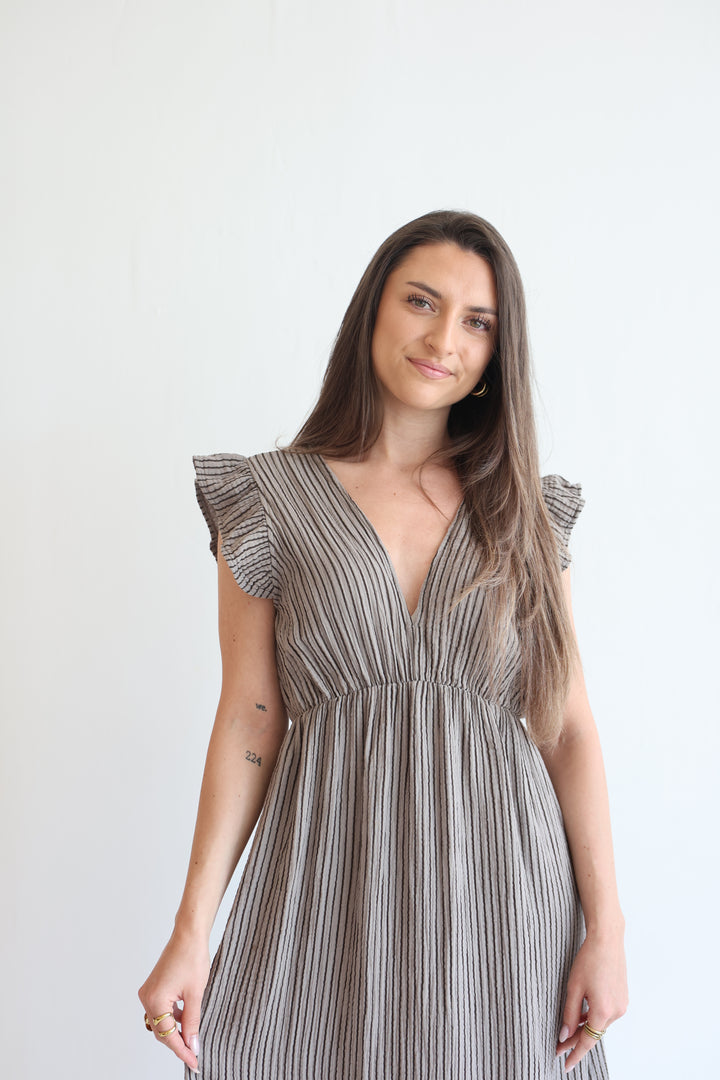 Langes Musselinkleid Casual Stripes