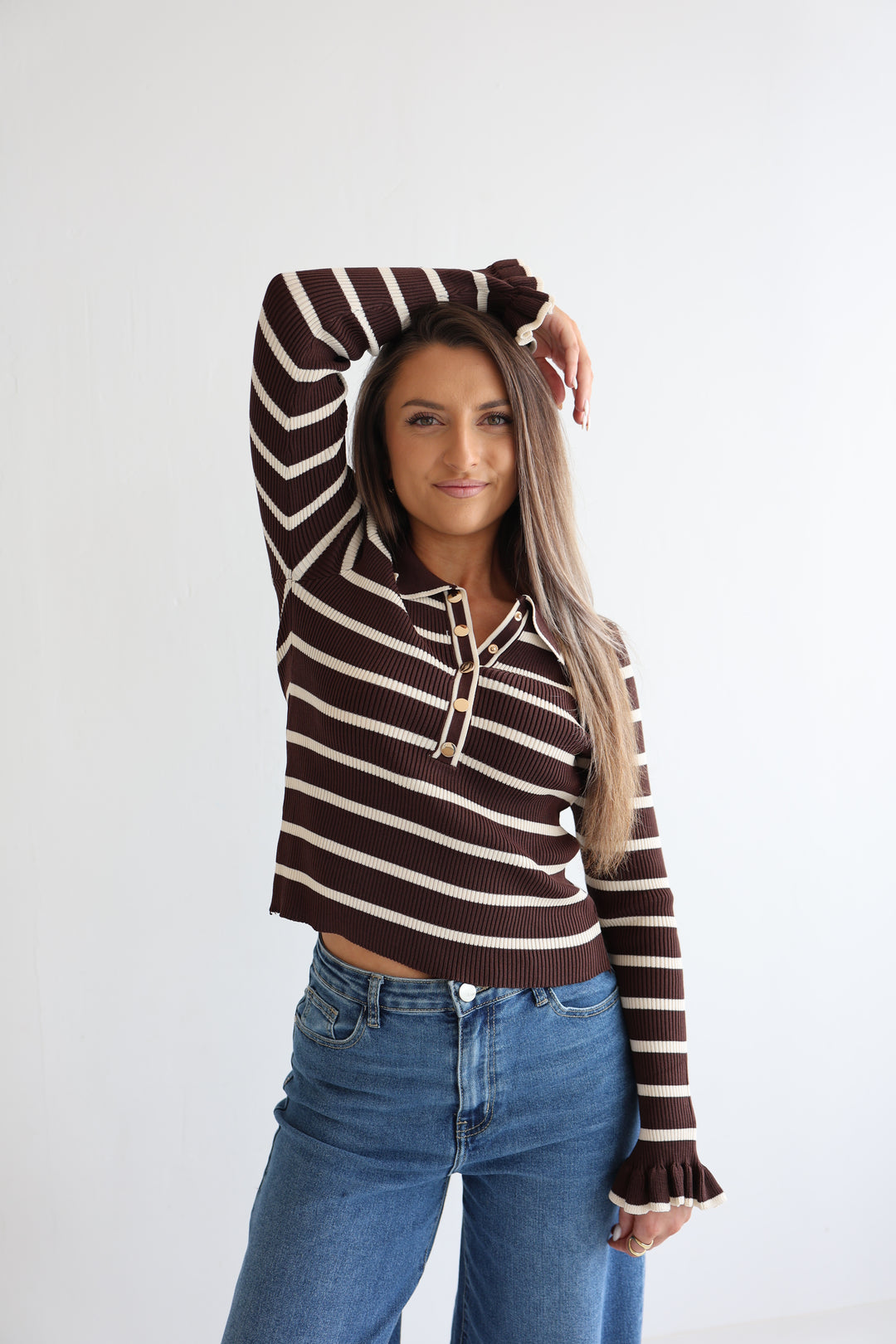 Gestreiftes Longsleeve Hazelnut