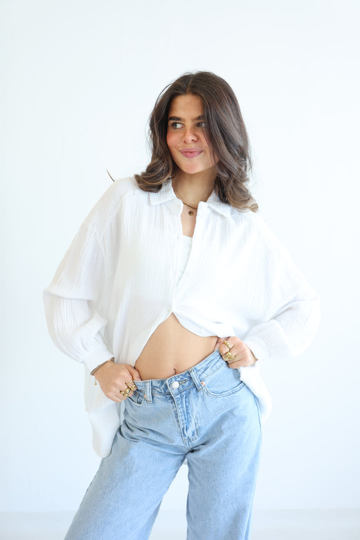 Oversize Blusenhemd aus Musselin Golden Eye
