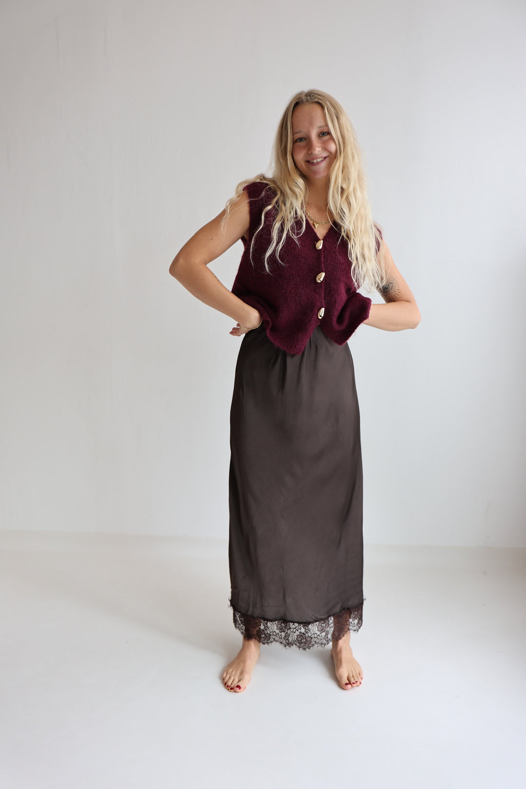 Pretty Lace Satin Skirt