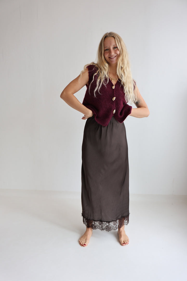 Pretty Lace Satin Skirt