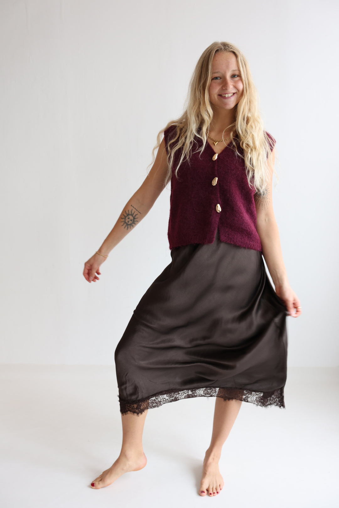 Pretty Lace Satin Skirt