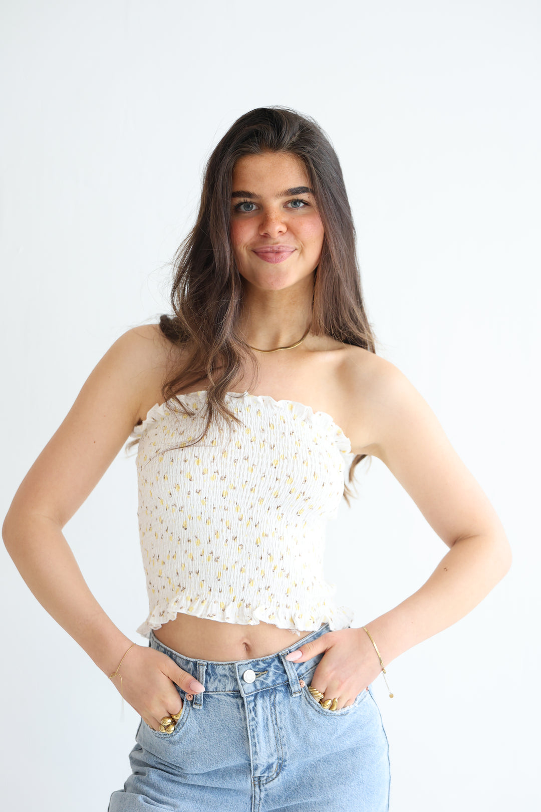 Rosy Ruffle Tube Top