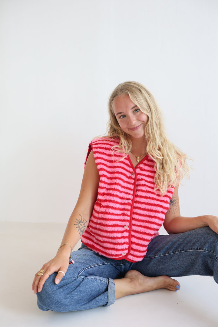 Candy Stripe Teddy Vest