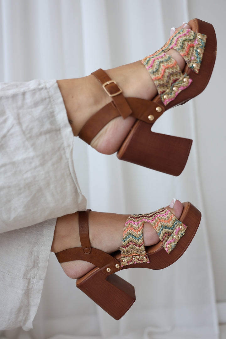 Plateau Sandale aus Leder Amber