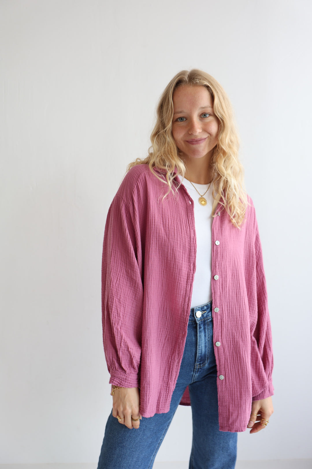 Kurzes Blusenhemd aus Musselin (einfarbig)