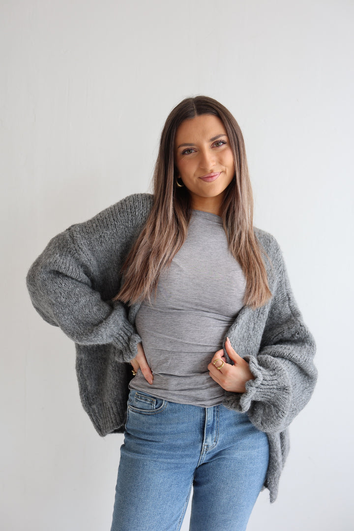 Offener Cardigan mit Rüschenärmeln Clara