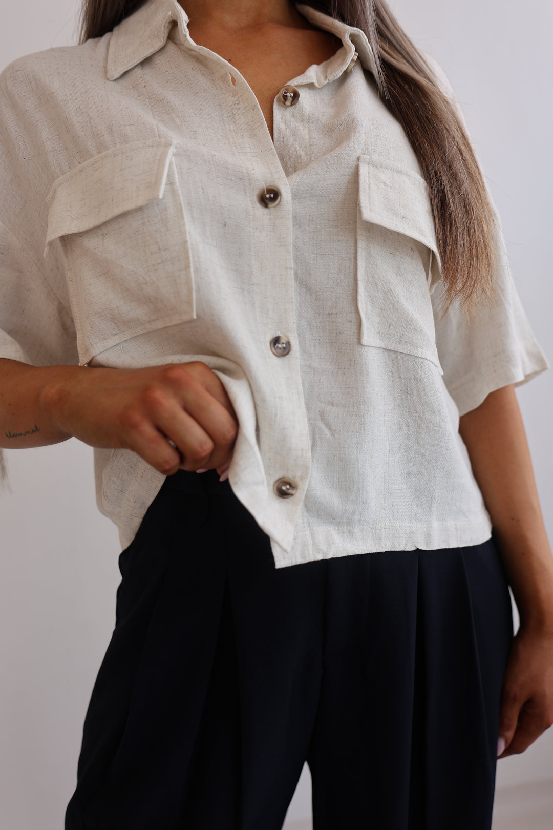 Cropped Leinenbluse Leila