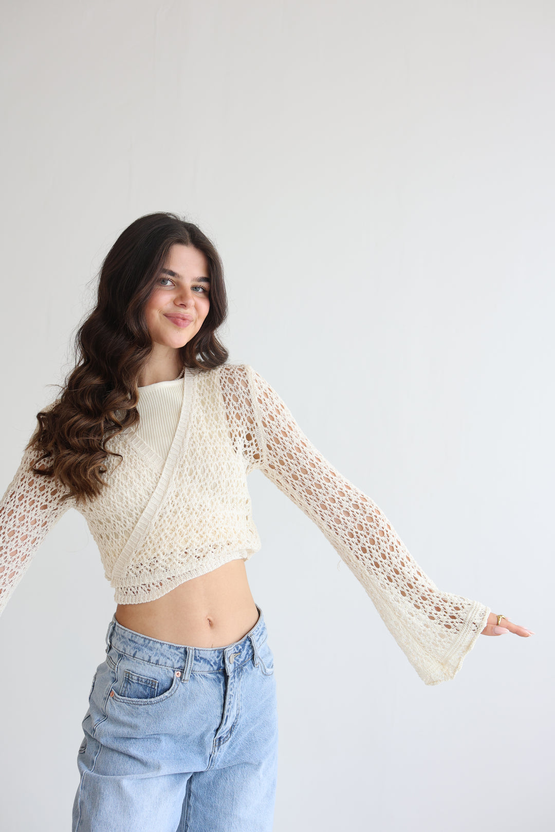 Cropped Crochet Sweater