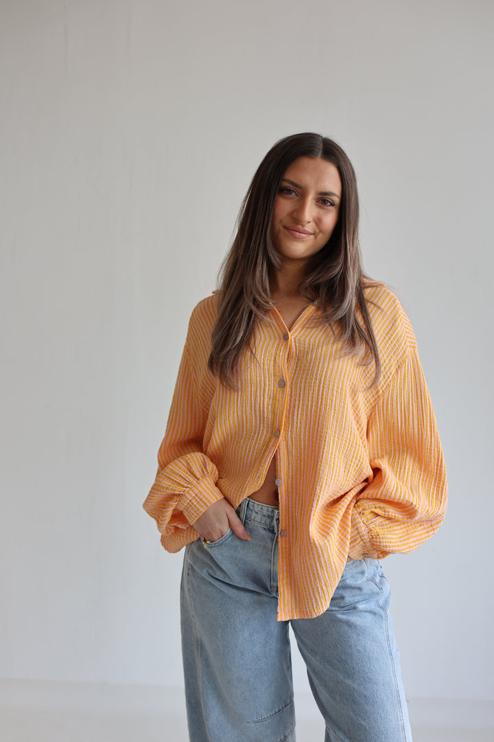 Kurzes Blusenhemd aus Musselin Wide Stripes