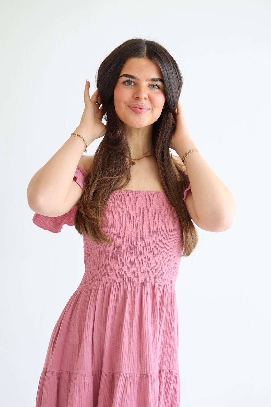 Langes Kleid mit Raffung Livia