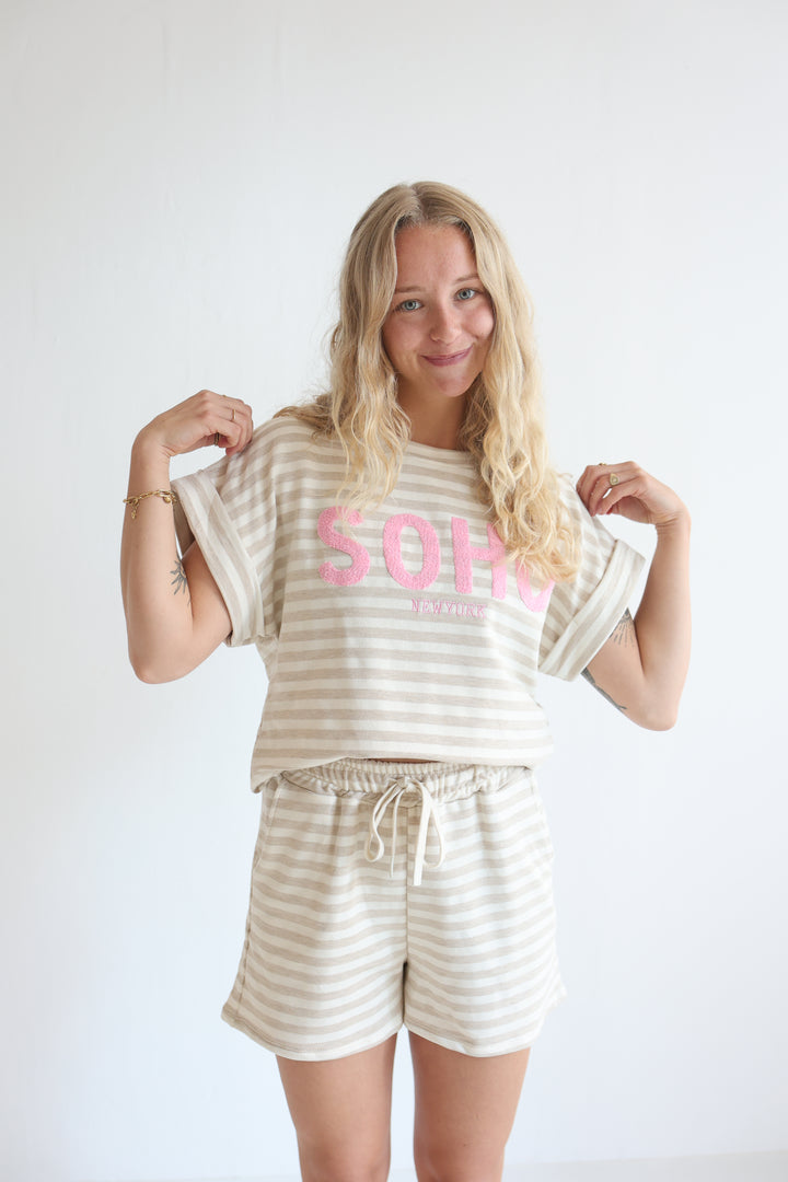 Short Striped Sweatpants