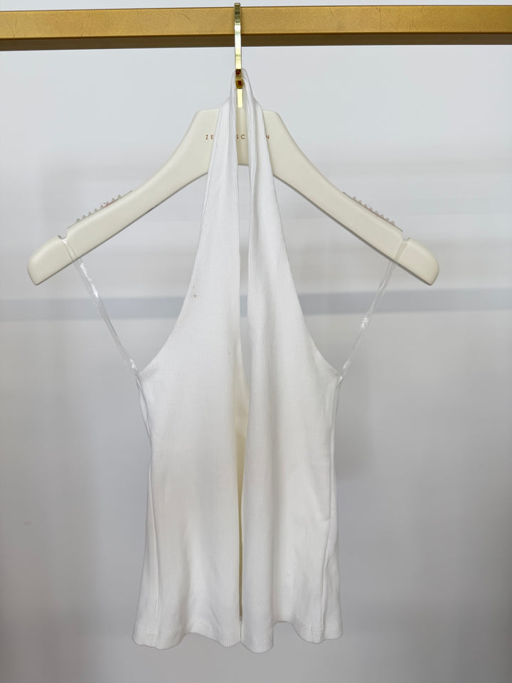 SLIM FIT NECKHOLDER TOP OFFWHITE GR.M/L (B-WARE)