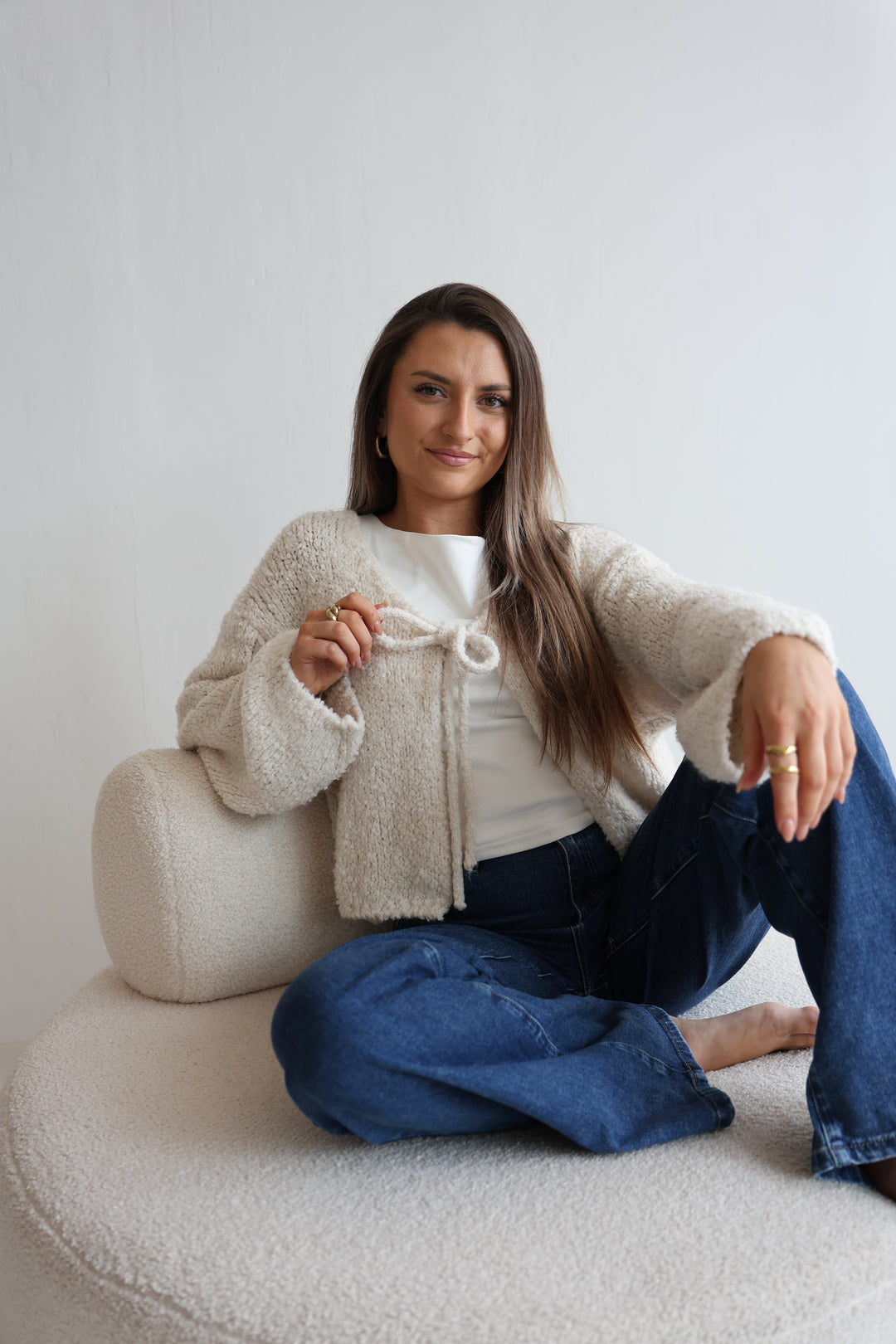 Teddy Knot Cardigan Fluffy Tie