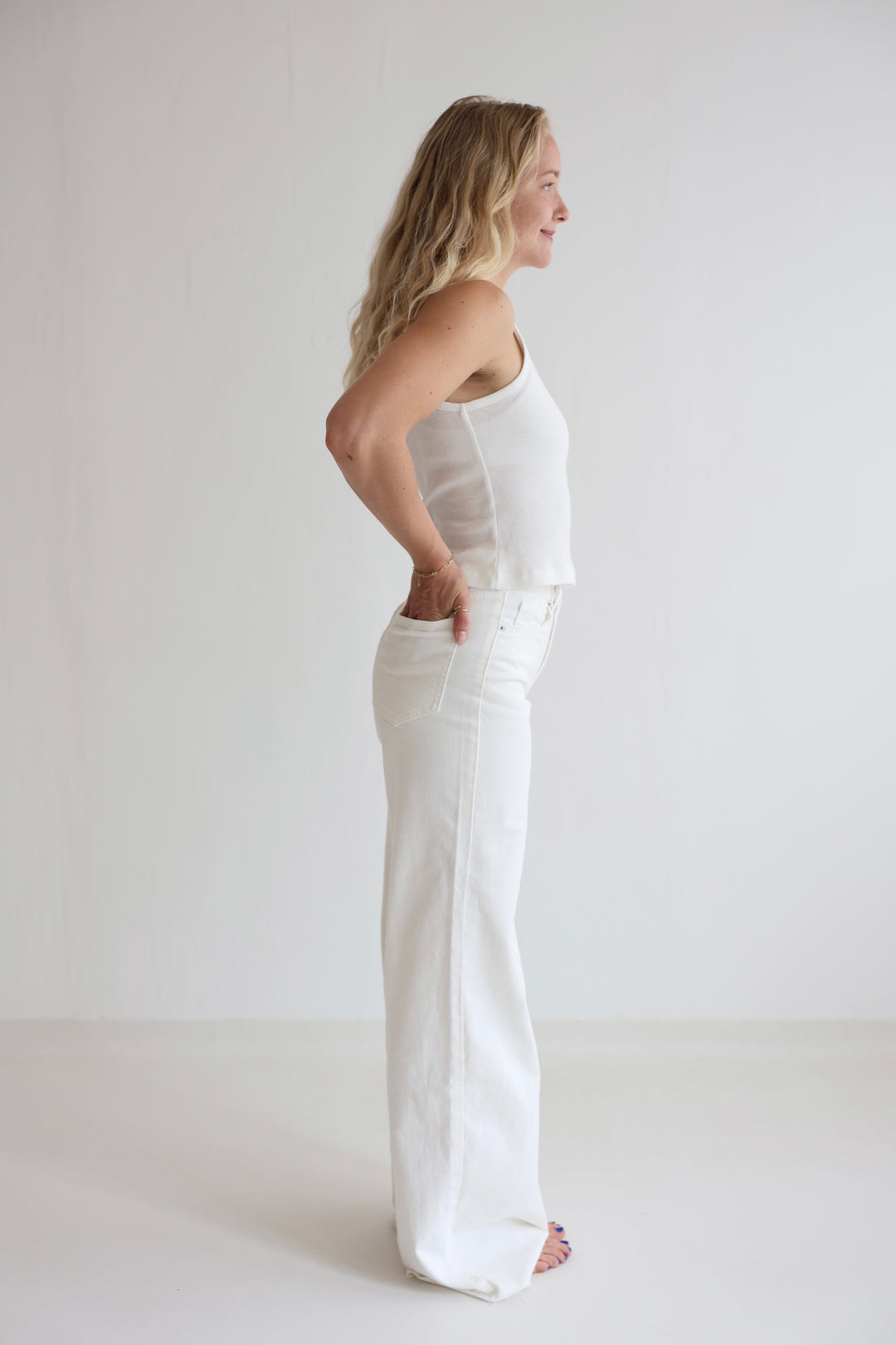 White Extra Long Jeans