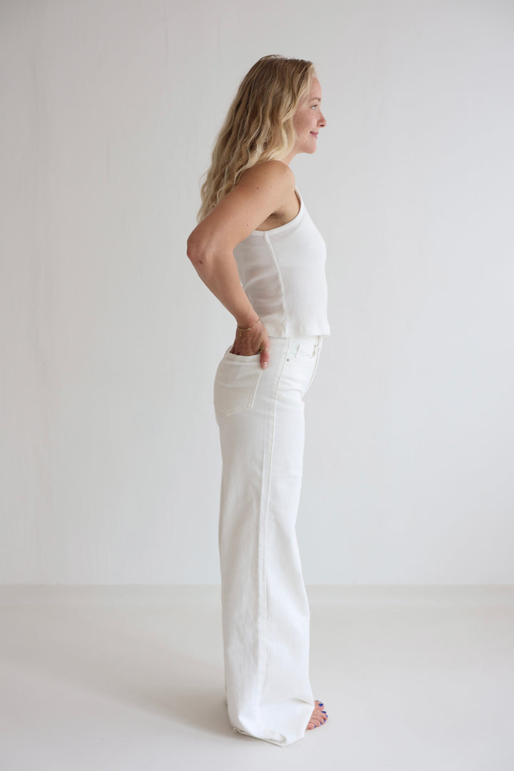 White Extra Long Jeans