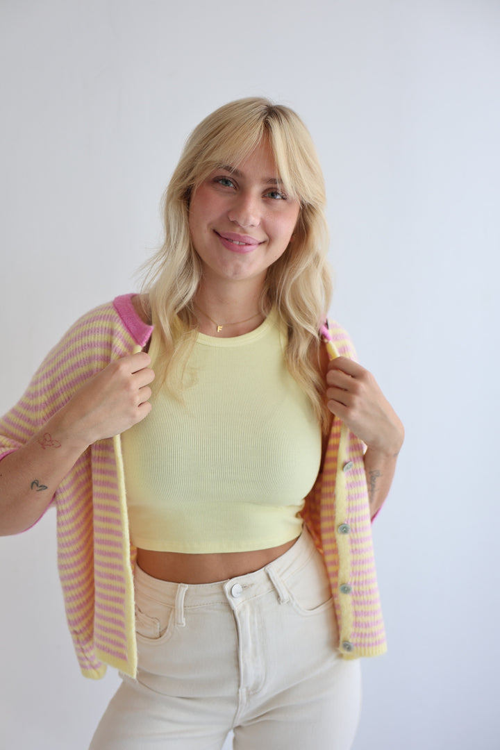 Gestreifter Kurzarm Cardigan Carlotta