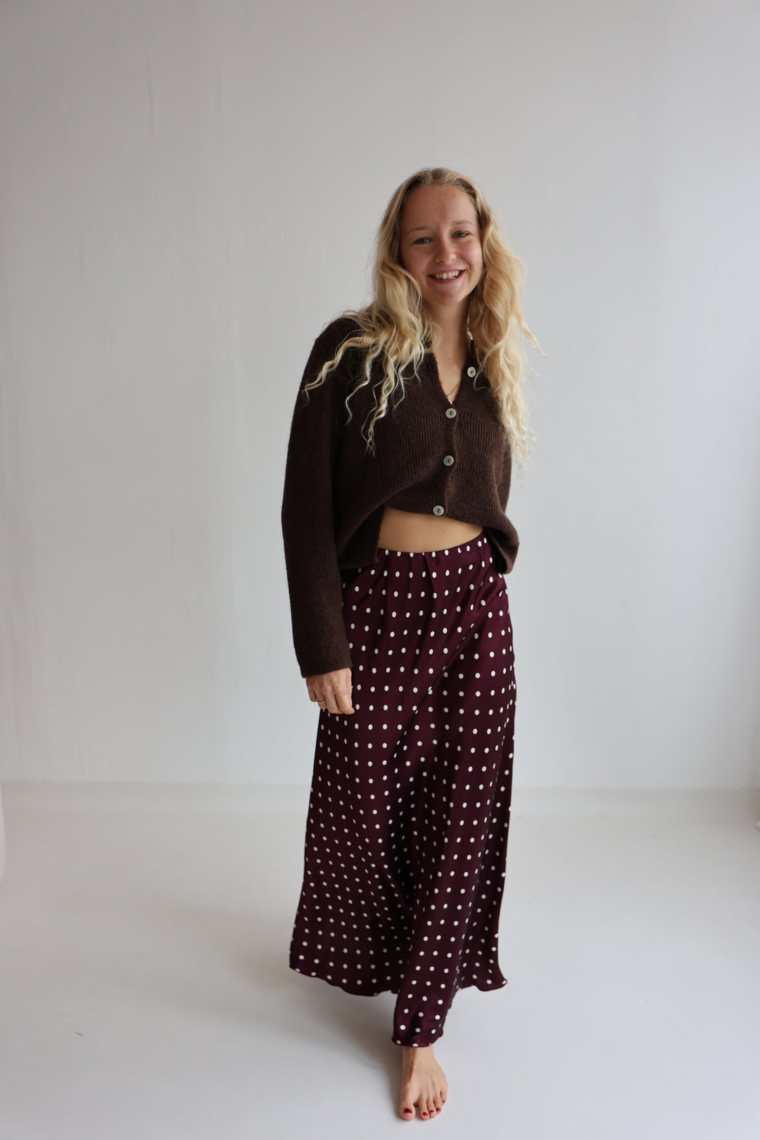 Langer Viskoserock Polka Dots