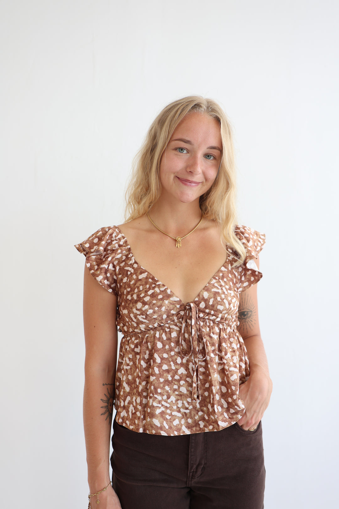 Cinnamon Splash Peplum Top