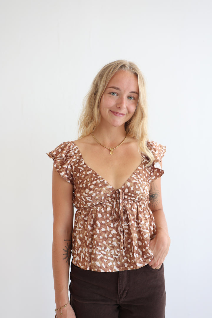 Cinnamon Splash Peplum Top