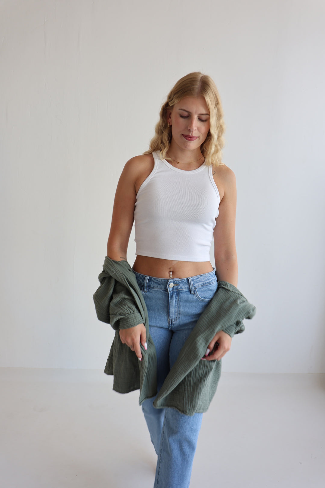 Oversize Blusenhemd aus Musselin (einfarbig)