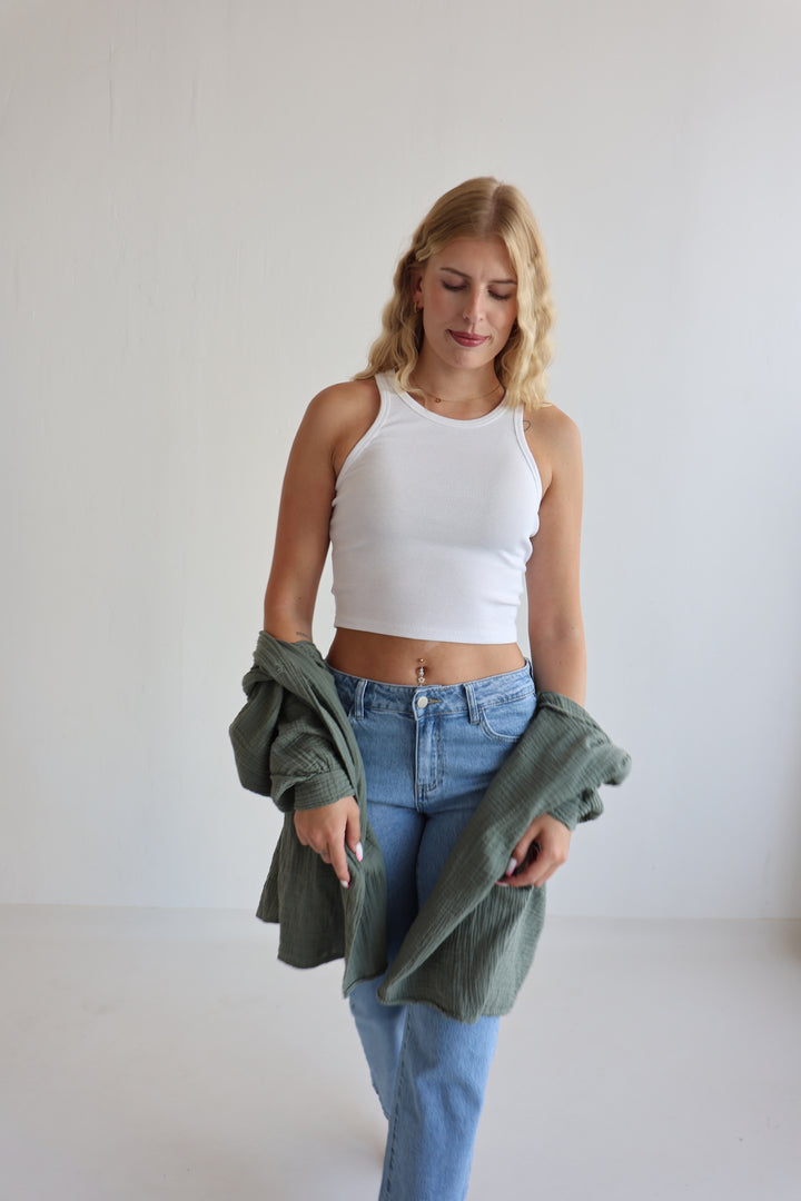 Oversize Blusenhemd aus Musselin (einfarbig)