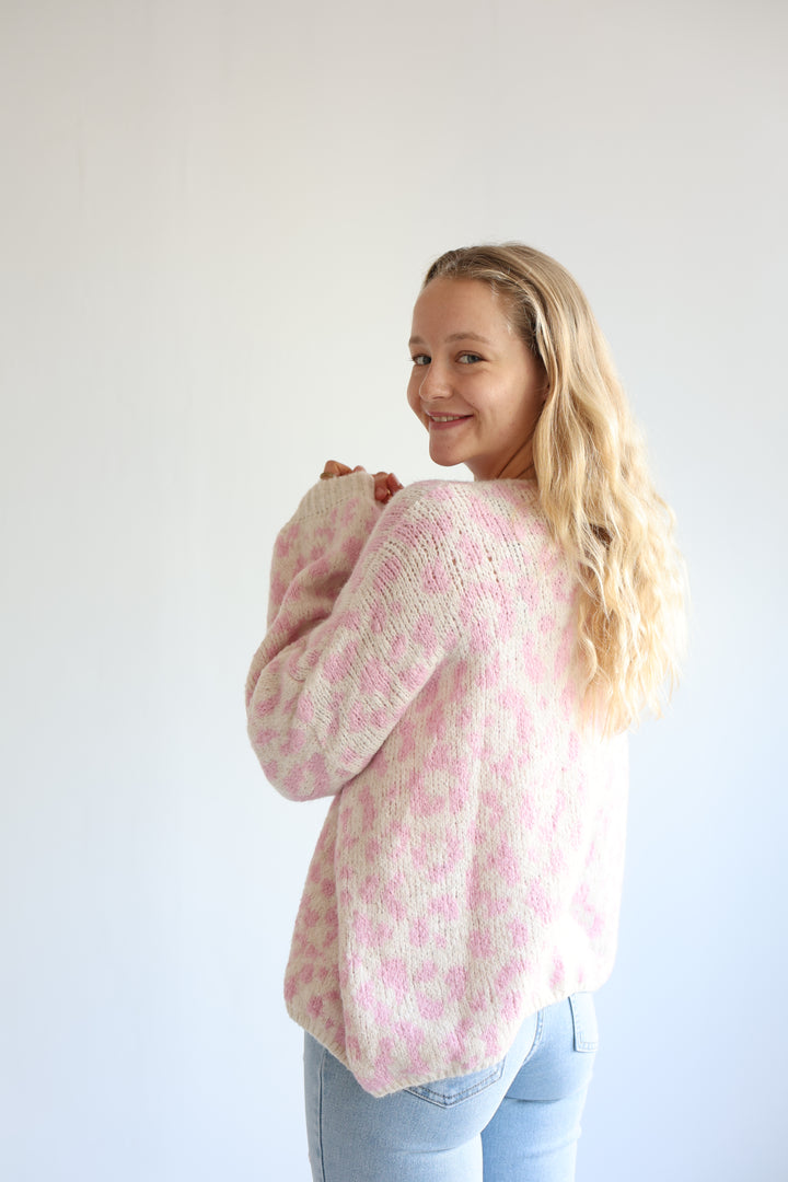 Offener Cardigan mit Leoprint