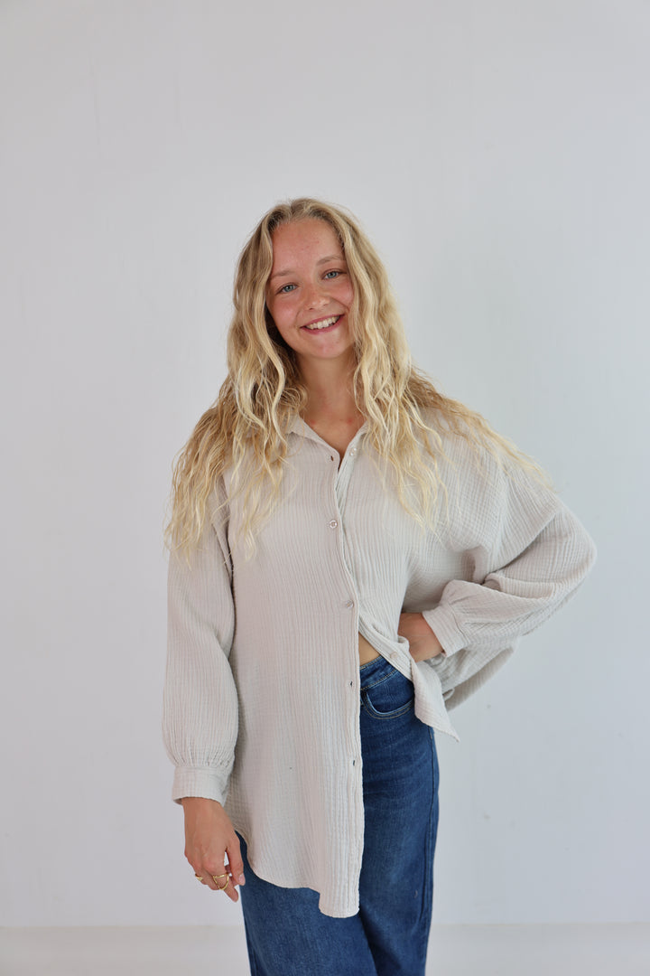 Oversize Blusenhemd aus Musselin Golden Eye