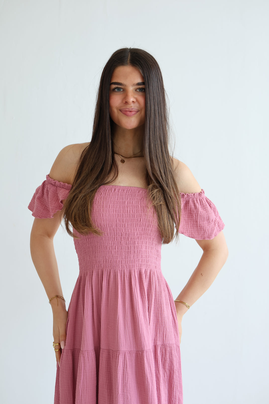 Langes Kleid mit Raffung Livia