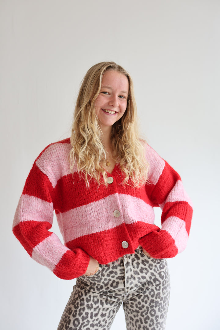 Striped V-Neck Cardigan