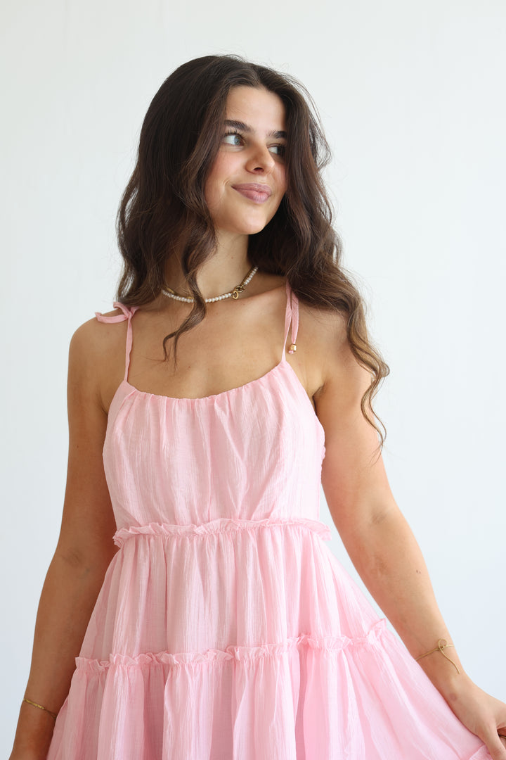 Bow Strap Tiered Dress