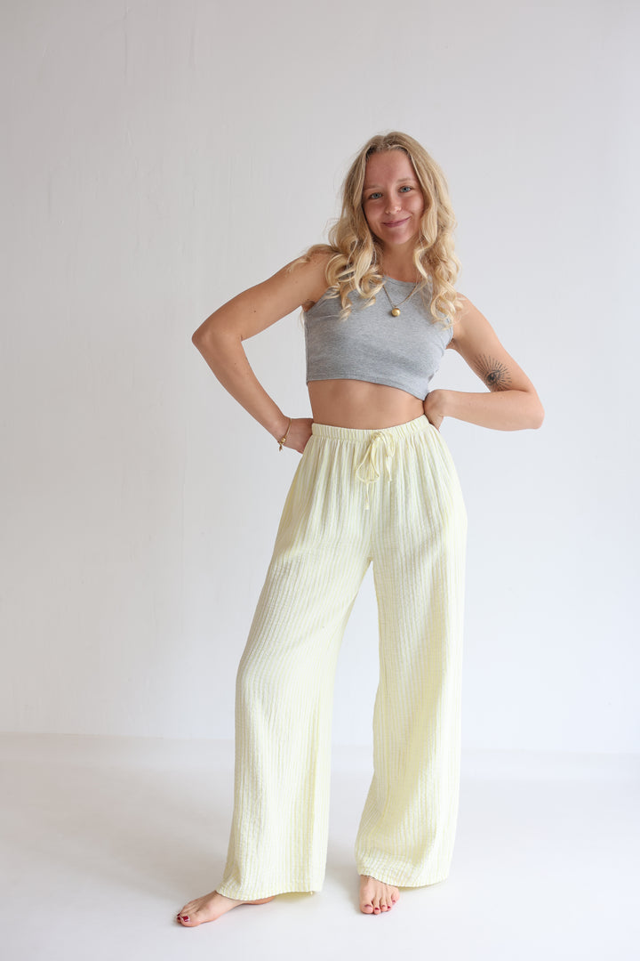 Lange Musselinhose mit Streifen Little Lines