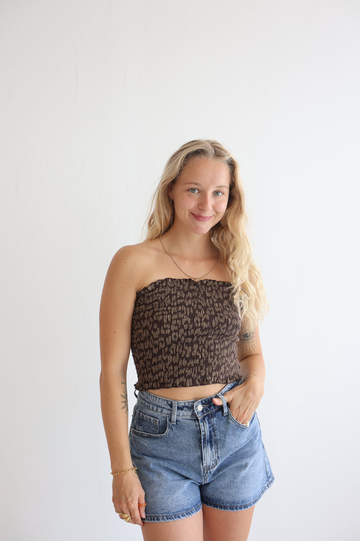 Leoprint Croptop aus Musselin