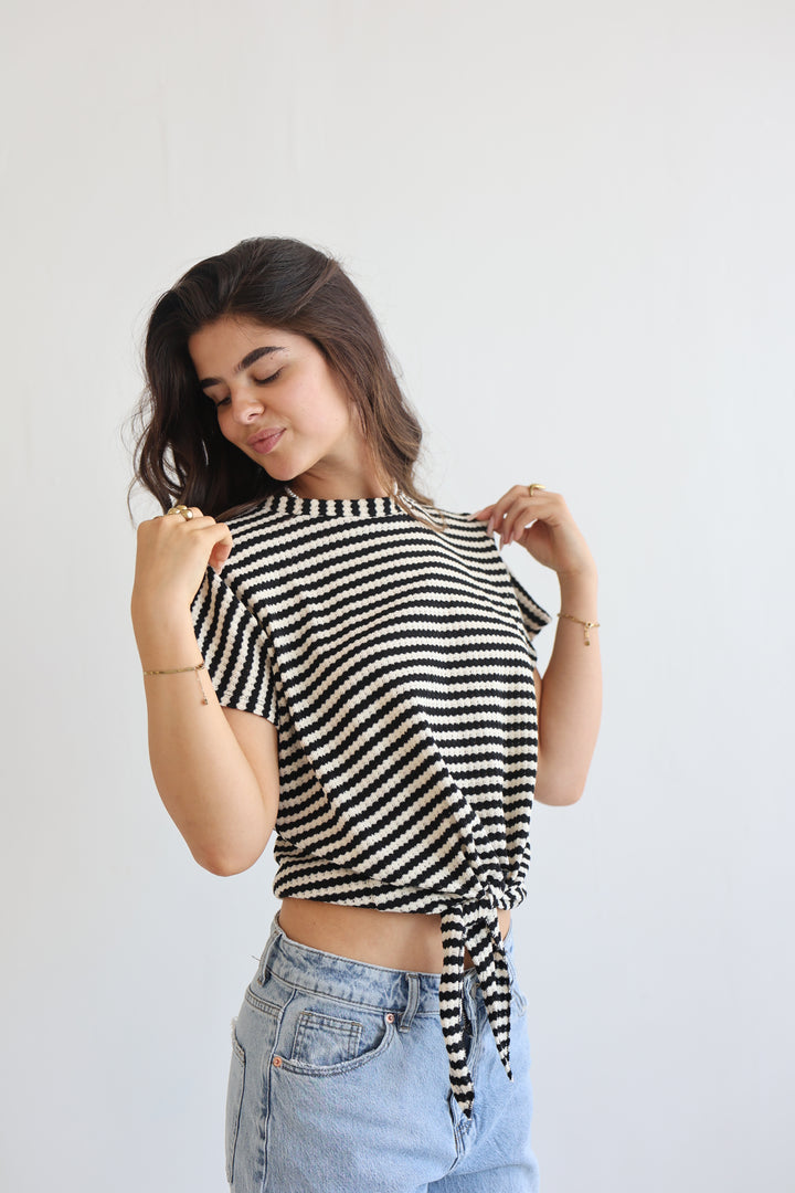 Striped Knit Knot T-Shirt
