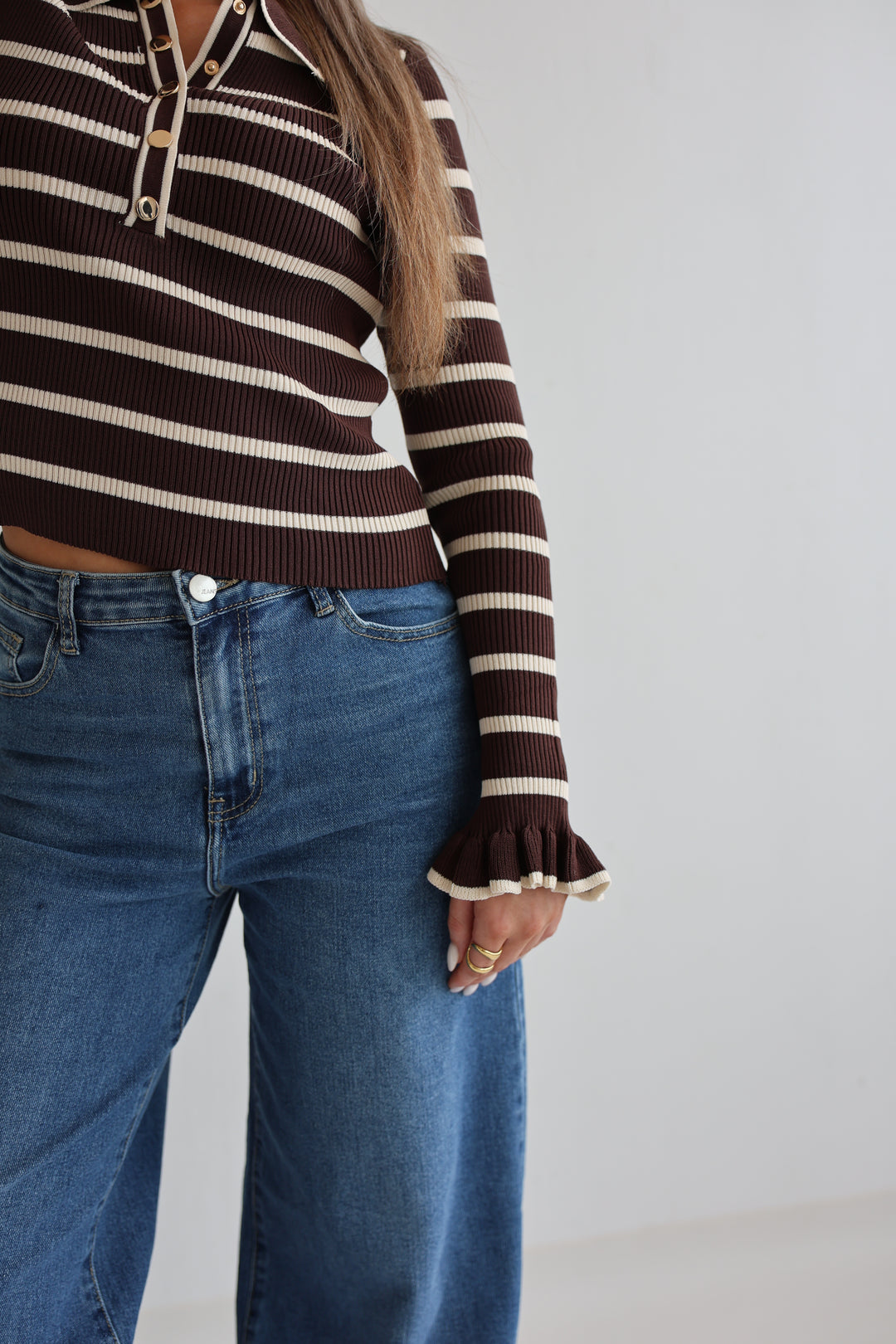 Gestreiftes Longsleeve Hazelnut