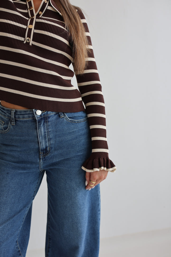 Gestreiftes Longsleeve Hazelnut