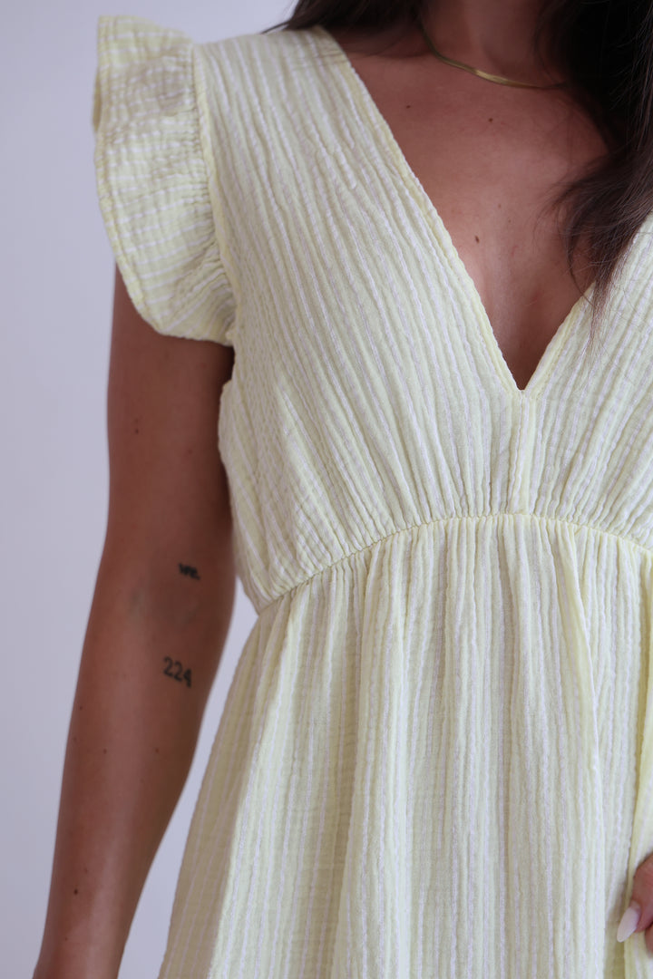 Langes Musselinkleid Casual Stripes