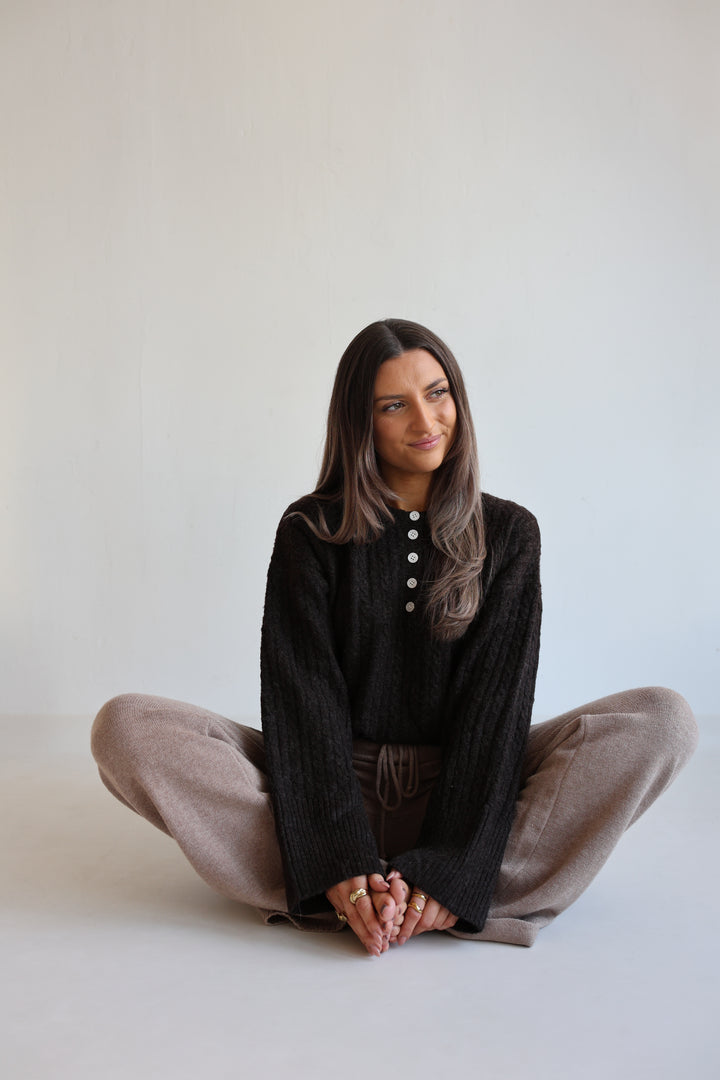 Ribbed Button Pullover