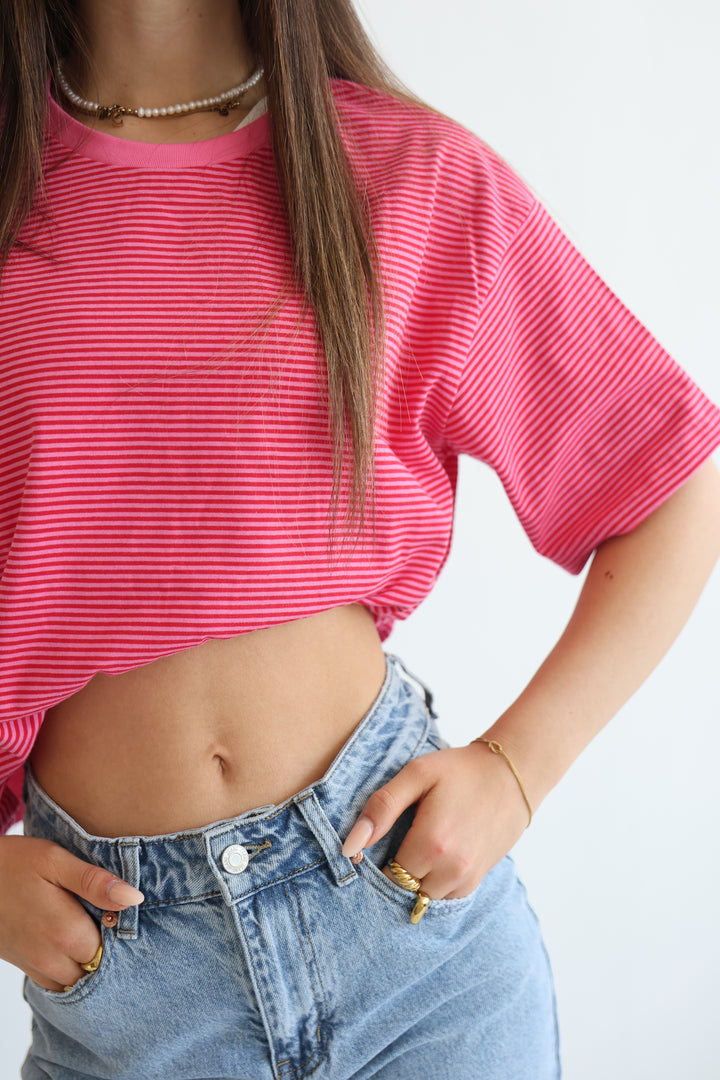 Striped T-Shirt Cherry Pink