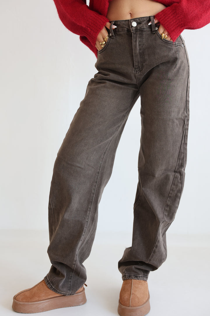 Extra Long Chestnut Flow Barrel Jeans