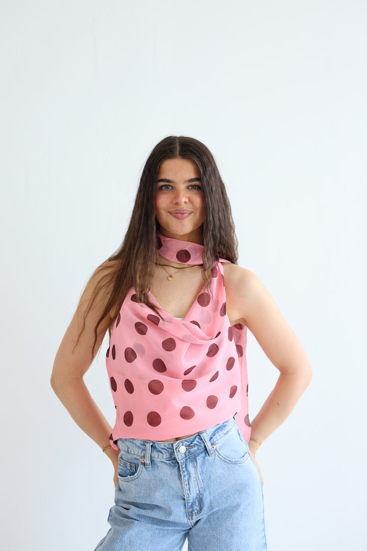 Polka Dot Wrap Top